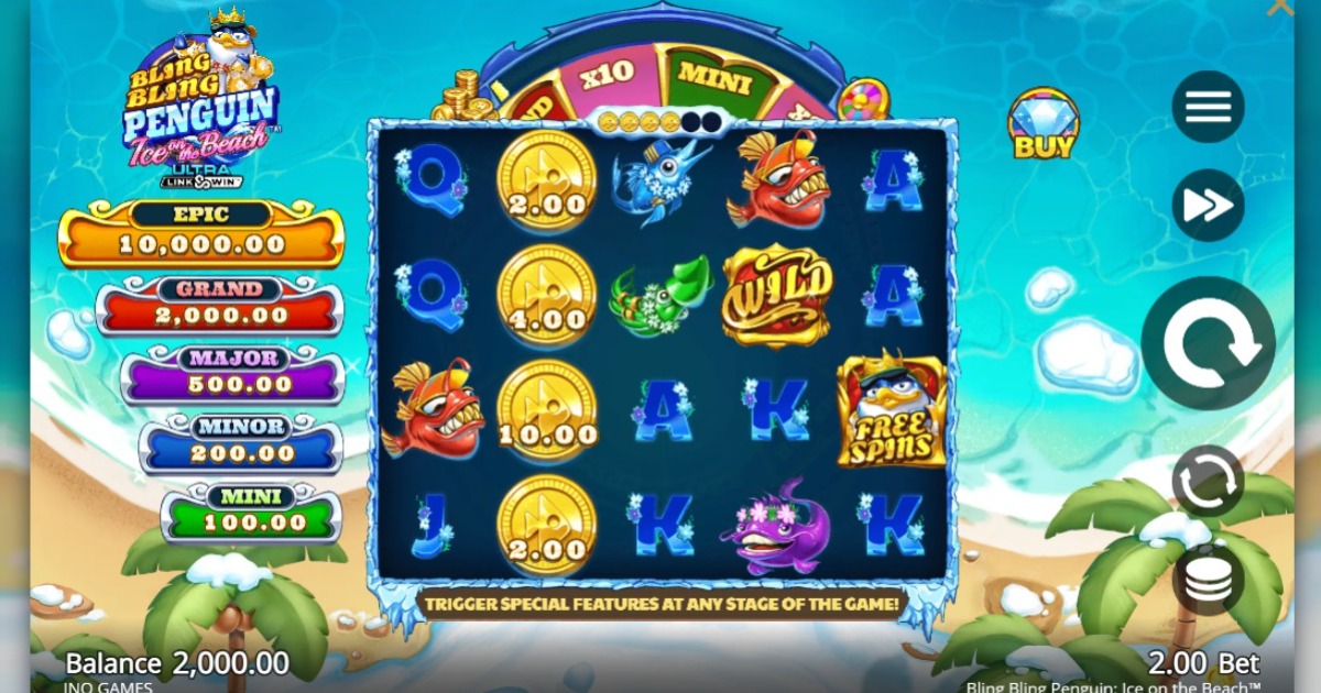 Bling Bling Penguin - Ice On The Beach slot base game