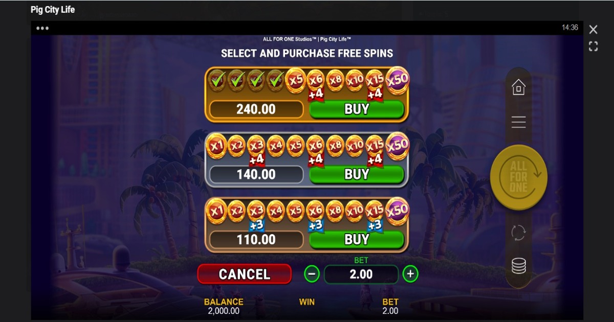 Pig City Life slot buy feature