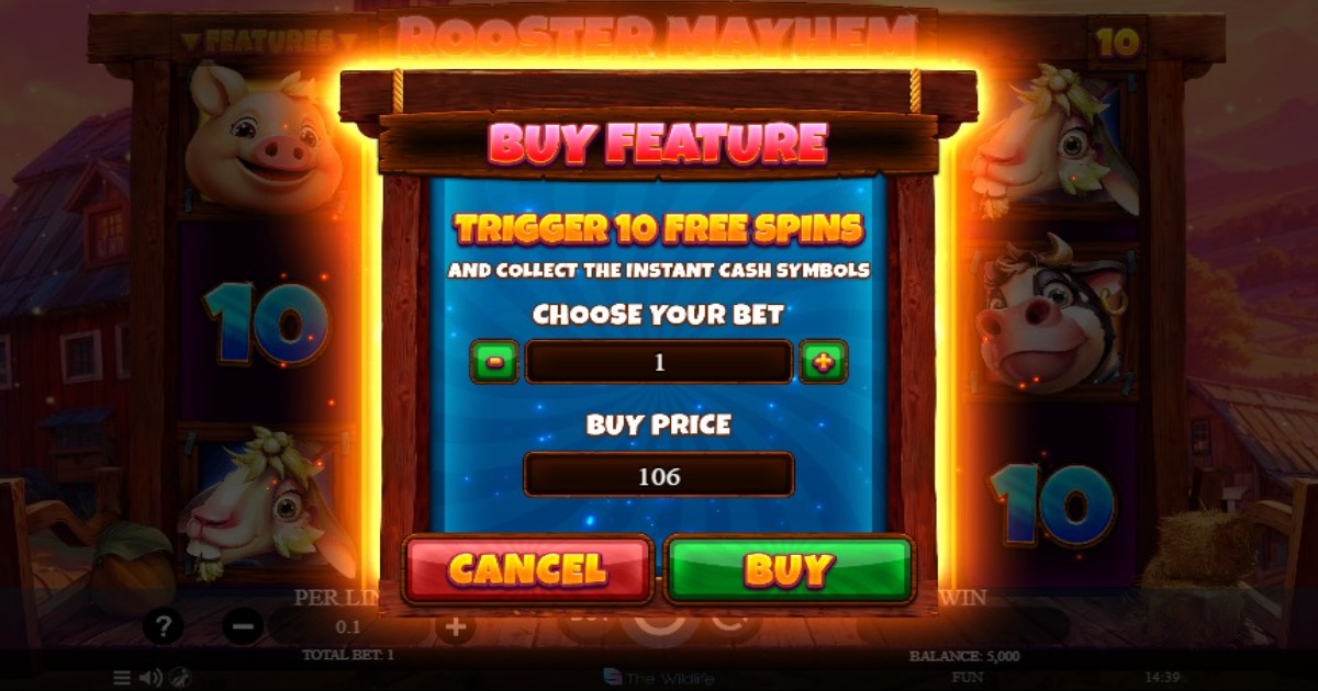 Rooster Mayhem slot buy feature