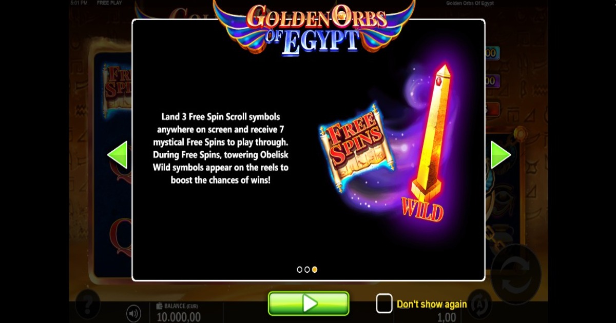 Golden Orbs of Egypt slot free spins feature