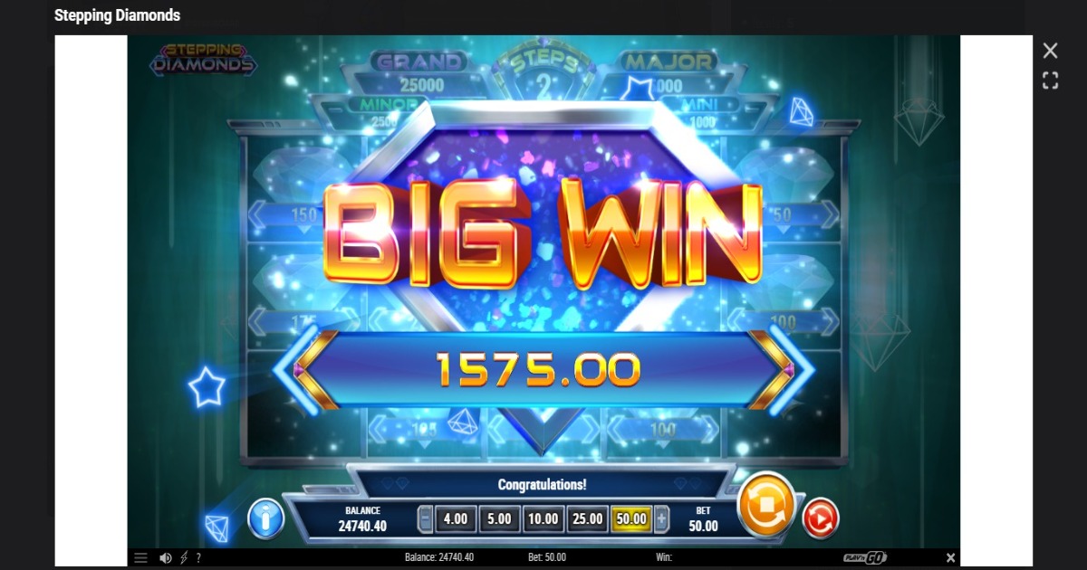 Stepping Diamonds Slot big win