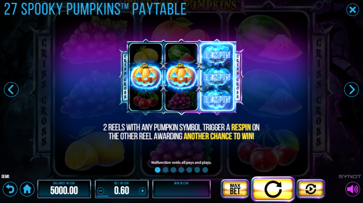 27 Spooky Pumpkins slot game respin feature
