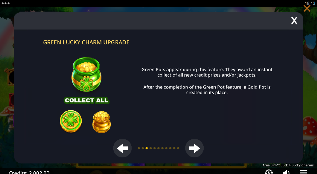 Area Link Luck 4 Lucky Charms slot green luck charm upgrade