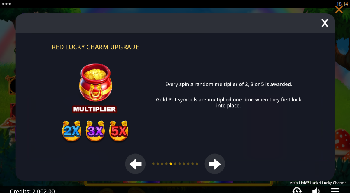 Area Link Luck 4 Lucky Charms slot red lucky charm upgrade