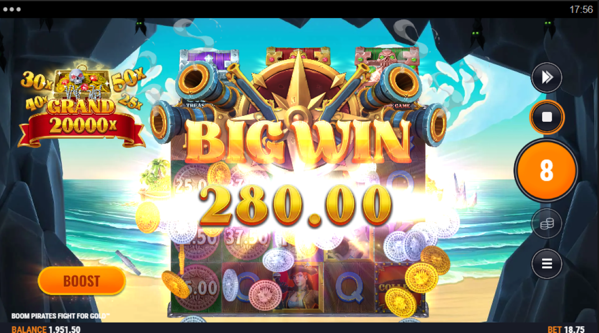 Boom Pirates Fight For Gold Slot big win