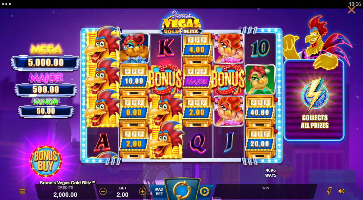 Bruno's Vegas Gold Blitz slot base game