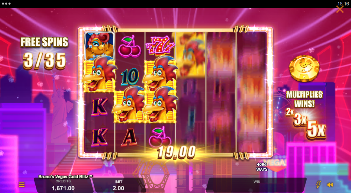 Bruno's Vegas Gold Blitz slot free spins feature