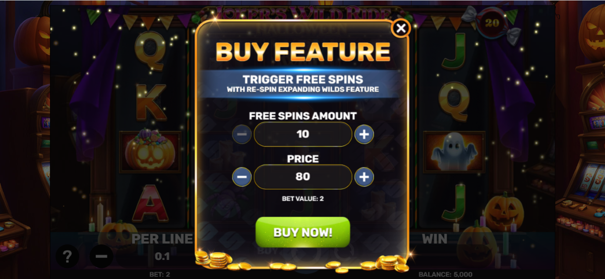 Joker's wild ride halloween slot buy feature