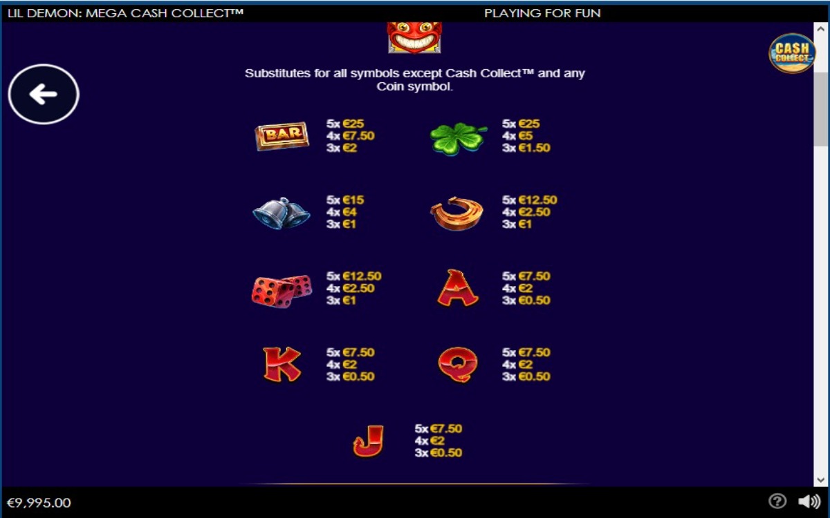 Lil' Demon Mega Cash Collect Slot symbols
