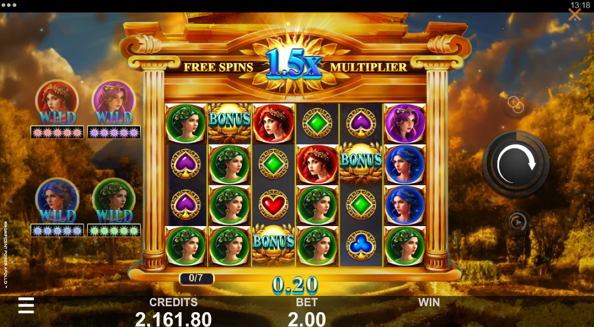 Magnificent Power Apollo slot game free spins and multiplier