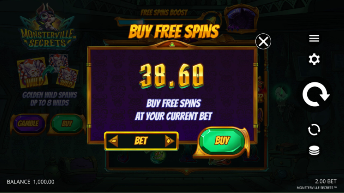 Monsterville secretes buy free spins feature
