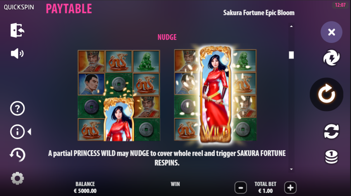 Sakura Fortune Epic Bloom Slot nudge feature