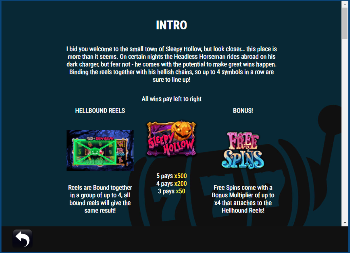 Tales of Sleepy Hollow Slot features