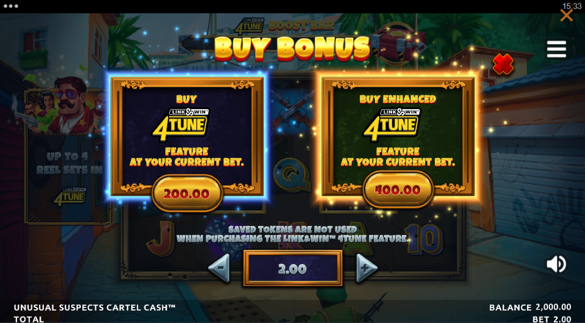 Unusual Suspects Cartel Cash slot game buy bonus feature