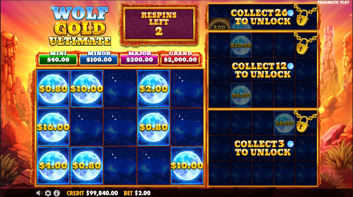 Wolf Gold Ultimate Slot free spins respins feature