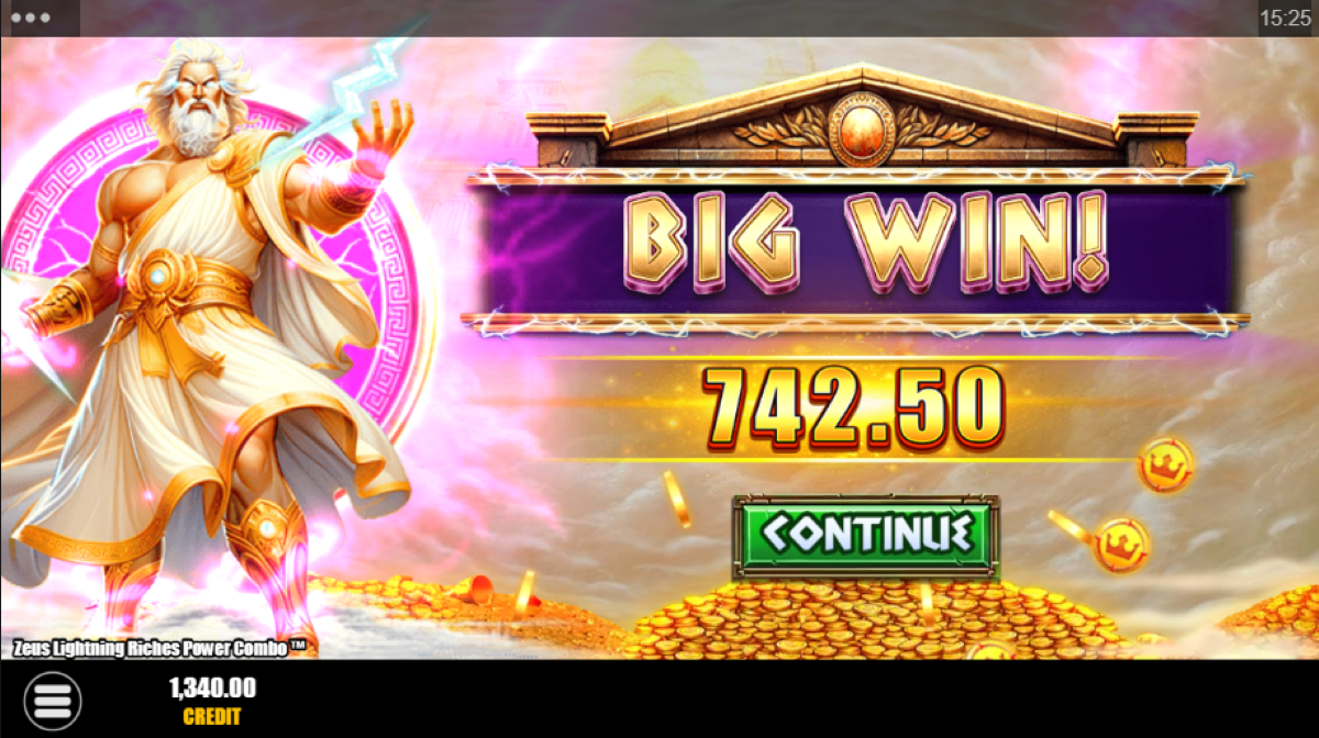 Zeus Lightining Riches Power Combo slot big win symbols payout