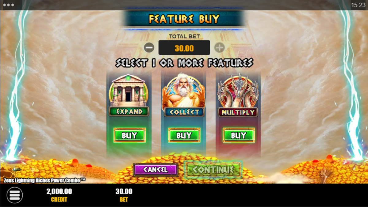 Zeus Lightining Riches Power Combo slot feature buy