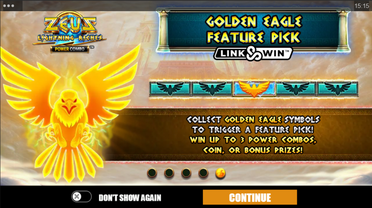 Zeus Lightining Riches Power Combo slot golden eagle feature