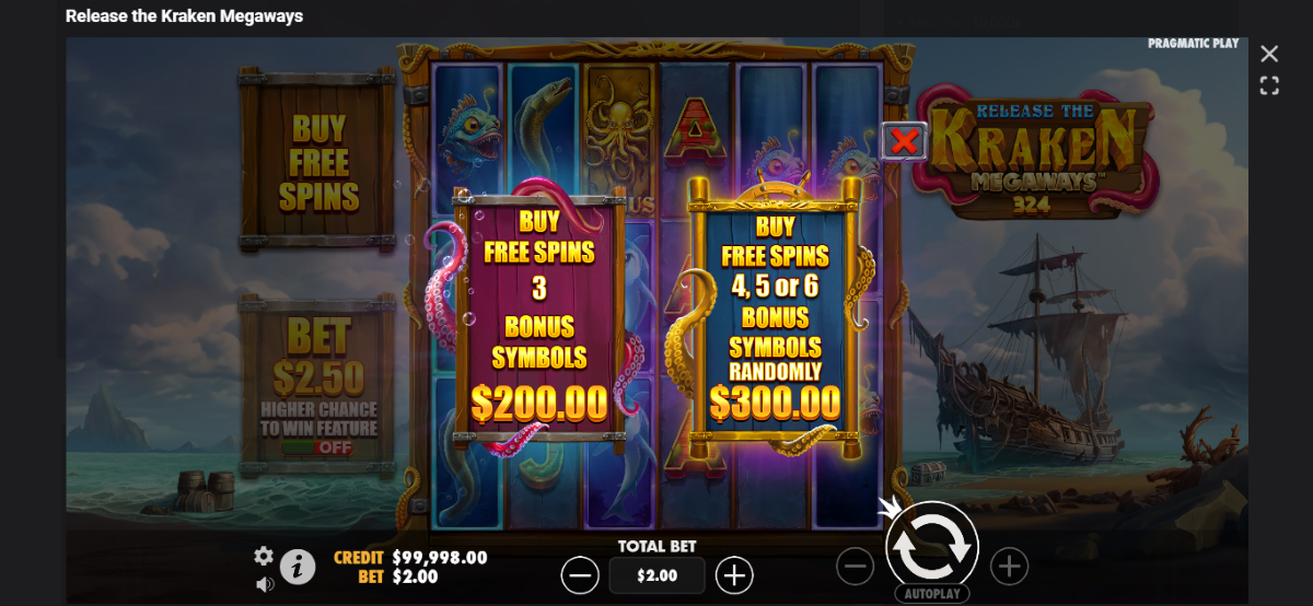 release the kraken slot buy feature