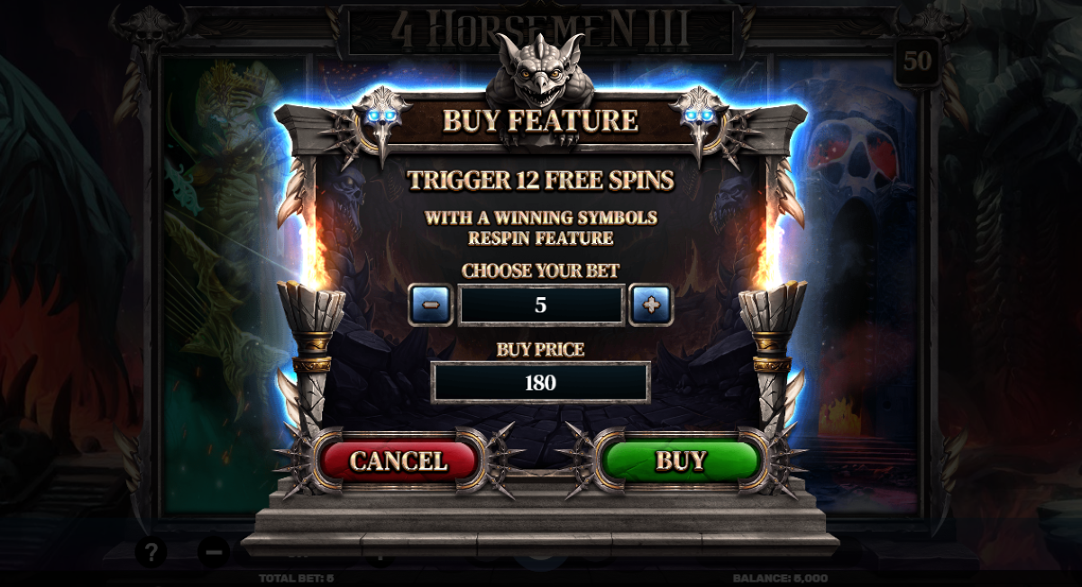 4 Horsemen III slot buy feature