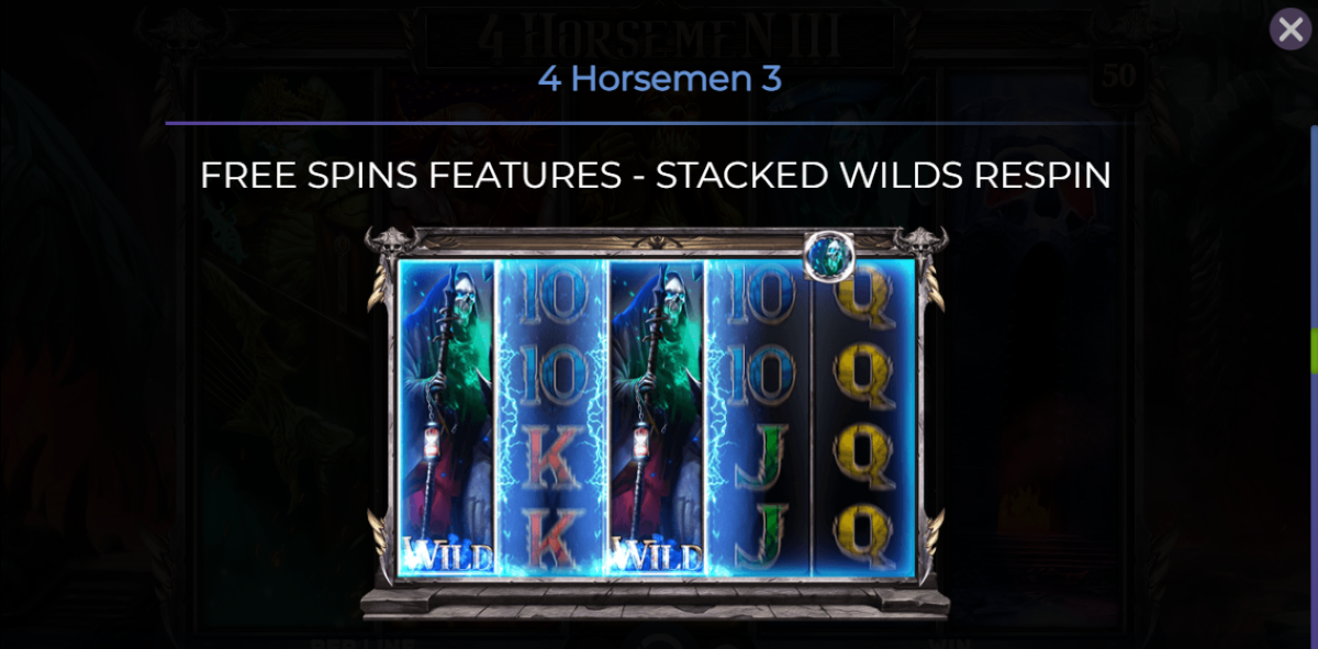 4 Horsemen III slot stacked wild respin