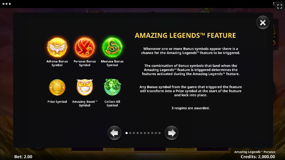 Amazing Legends Perseus slot Amazing Legends feature