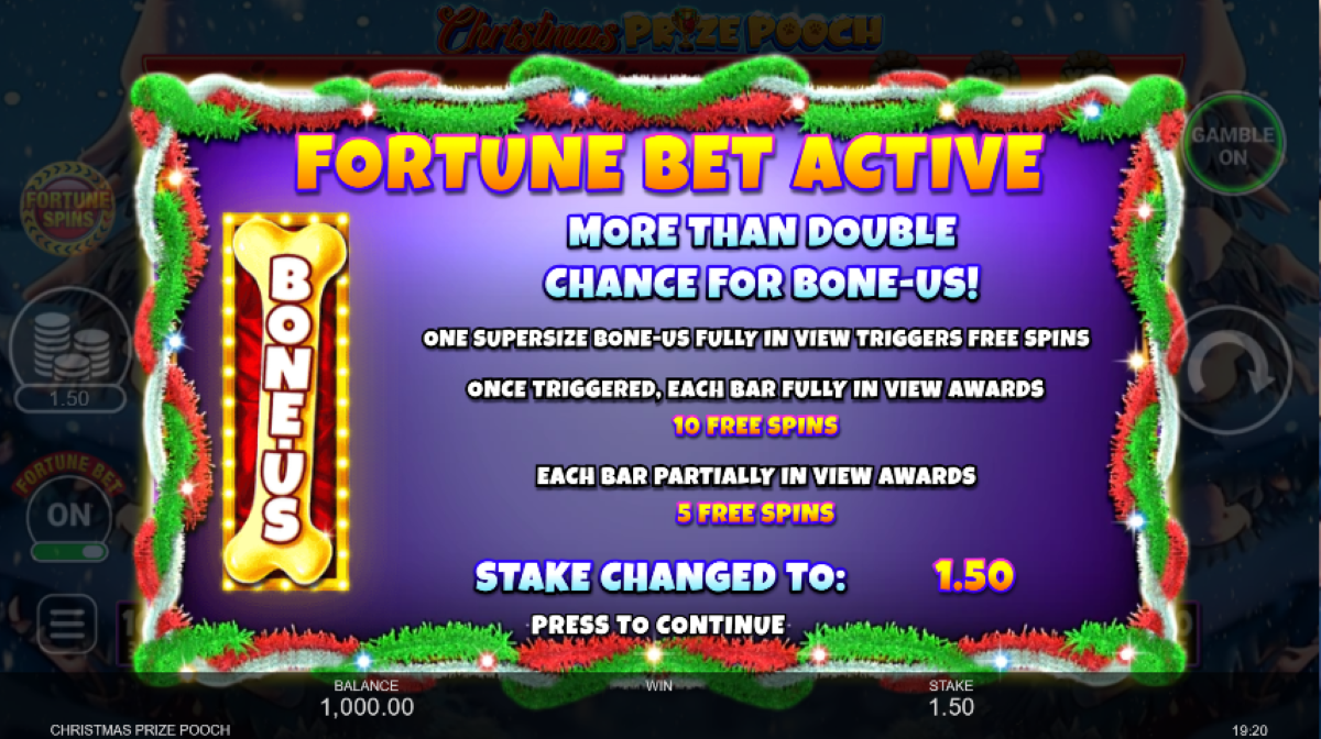 Christmas Prize Pooch Slot fortune bet feature