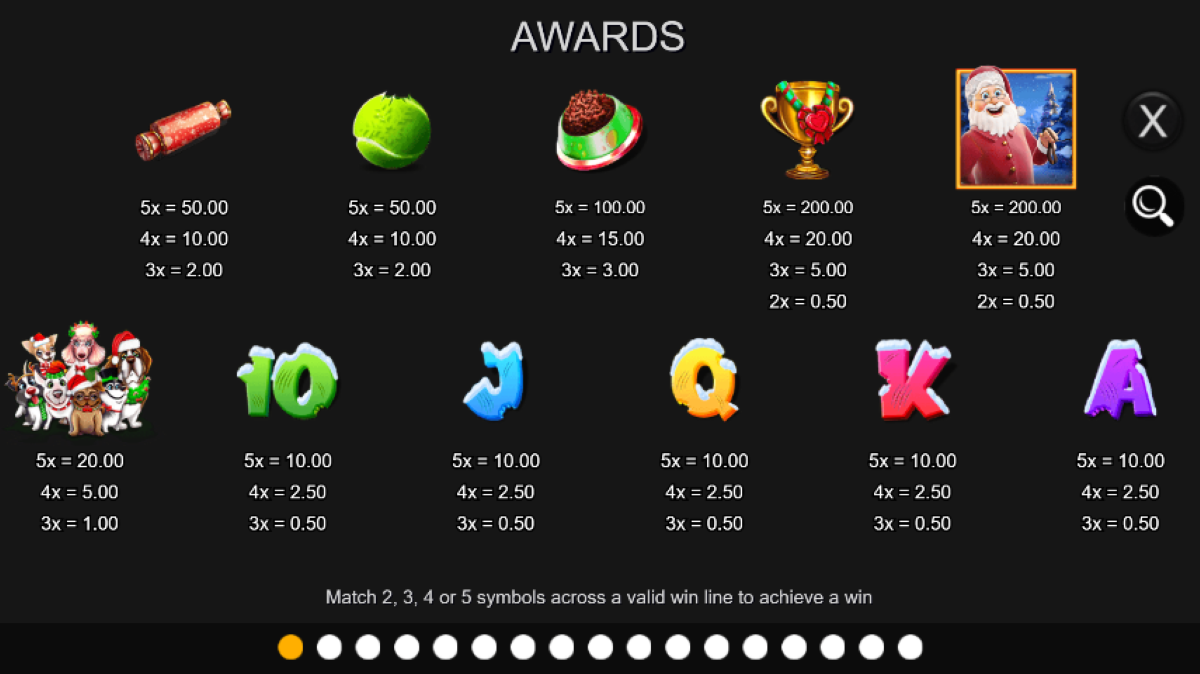 Christmas Prize Pooch Slot symbo,s and payouts