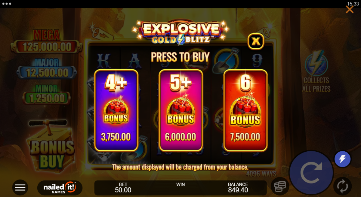 Explosive Gold Blitz Slot bonus buy feature