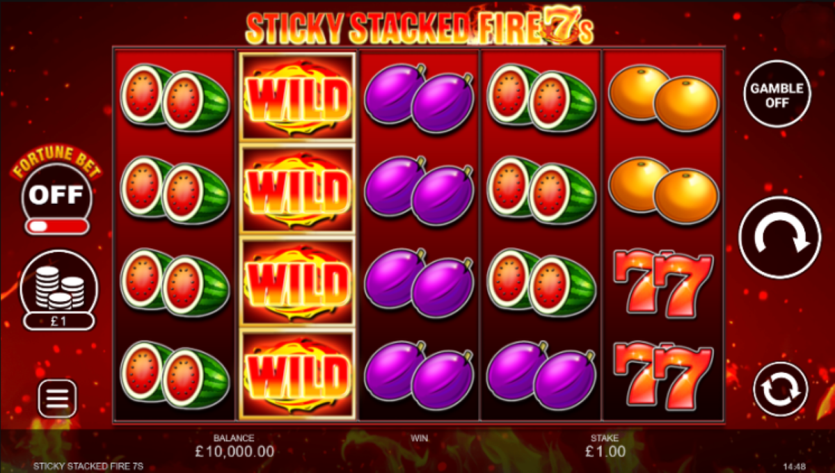 Sticky Stacked Fire 7s slot base game