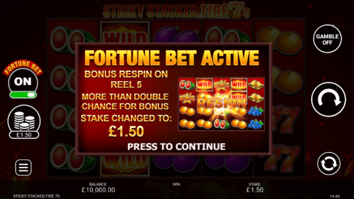 Sticky Stacked Fire 7s slot fortune bet feature