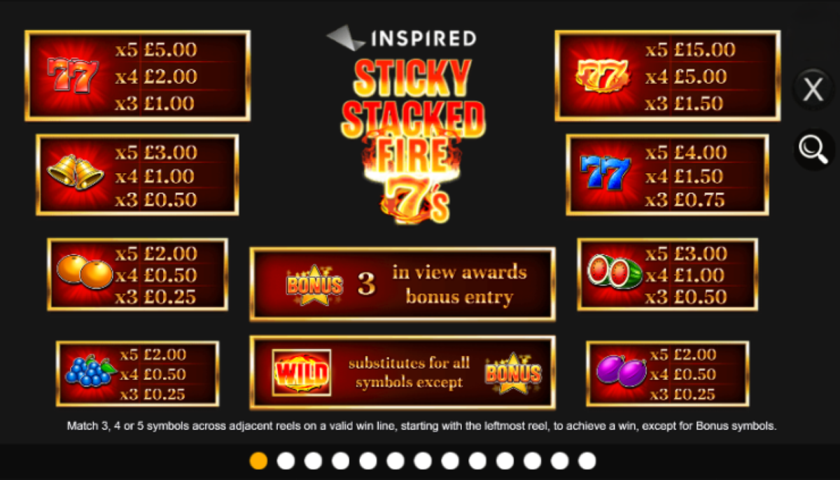 Sticky Stacked Fire 7s slot symbols