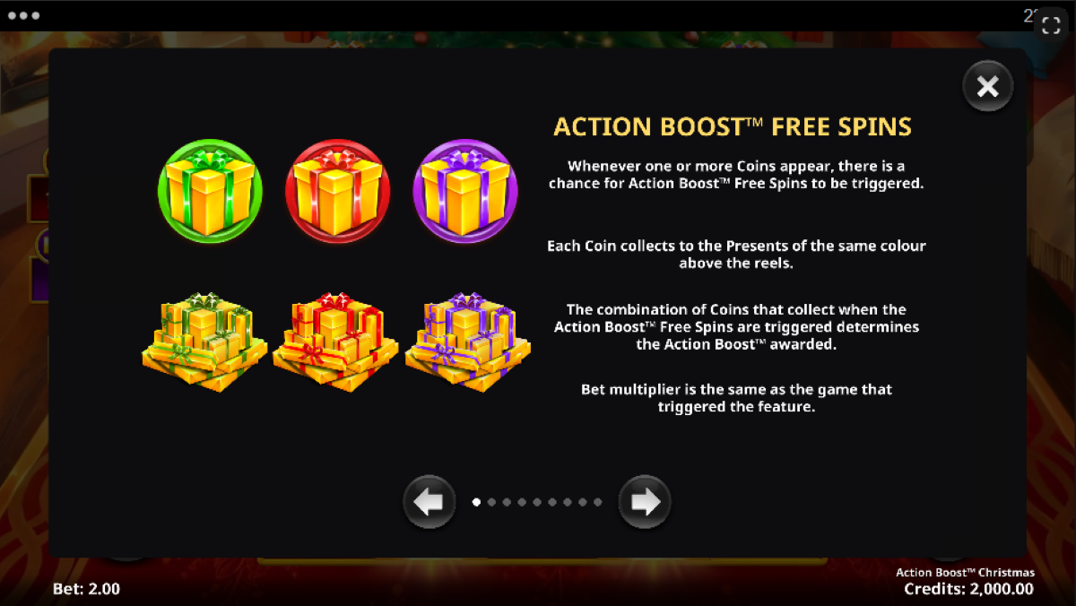 Action Boost Christmas slot free spins feature