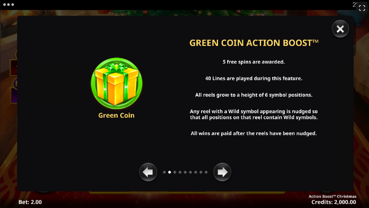 Action Boost Christmas slot green coin action boost
