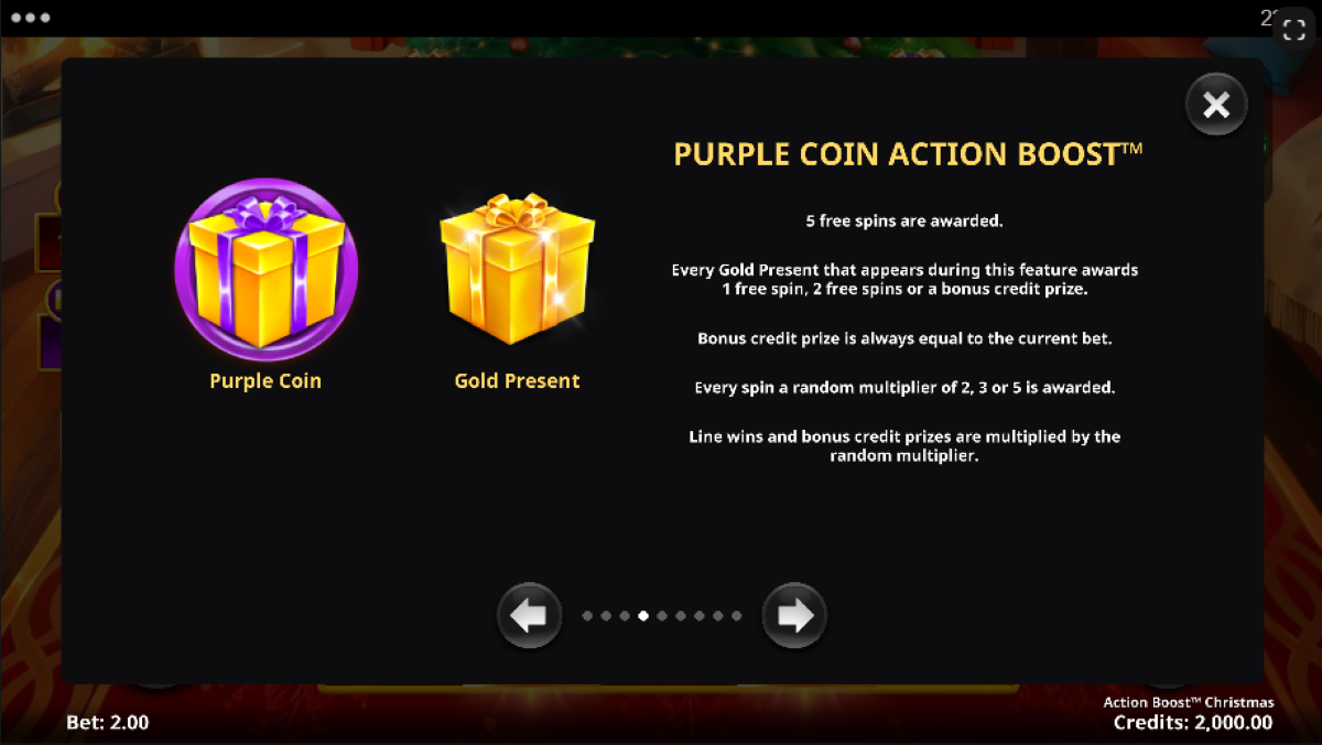 Action Boost Christmas slot purple coin