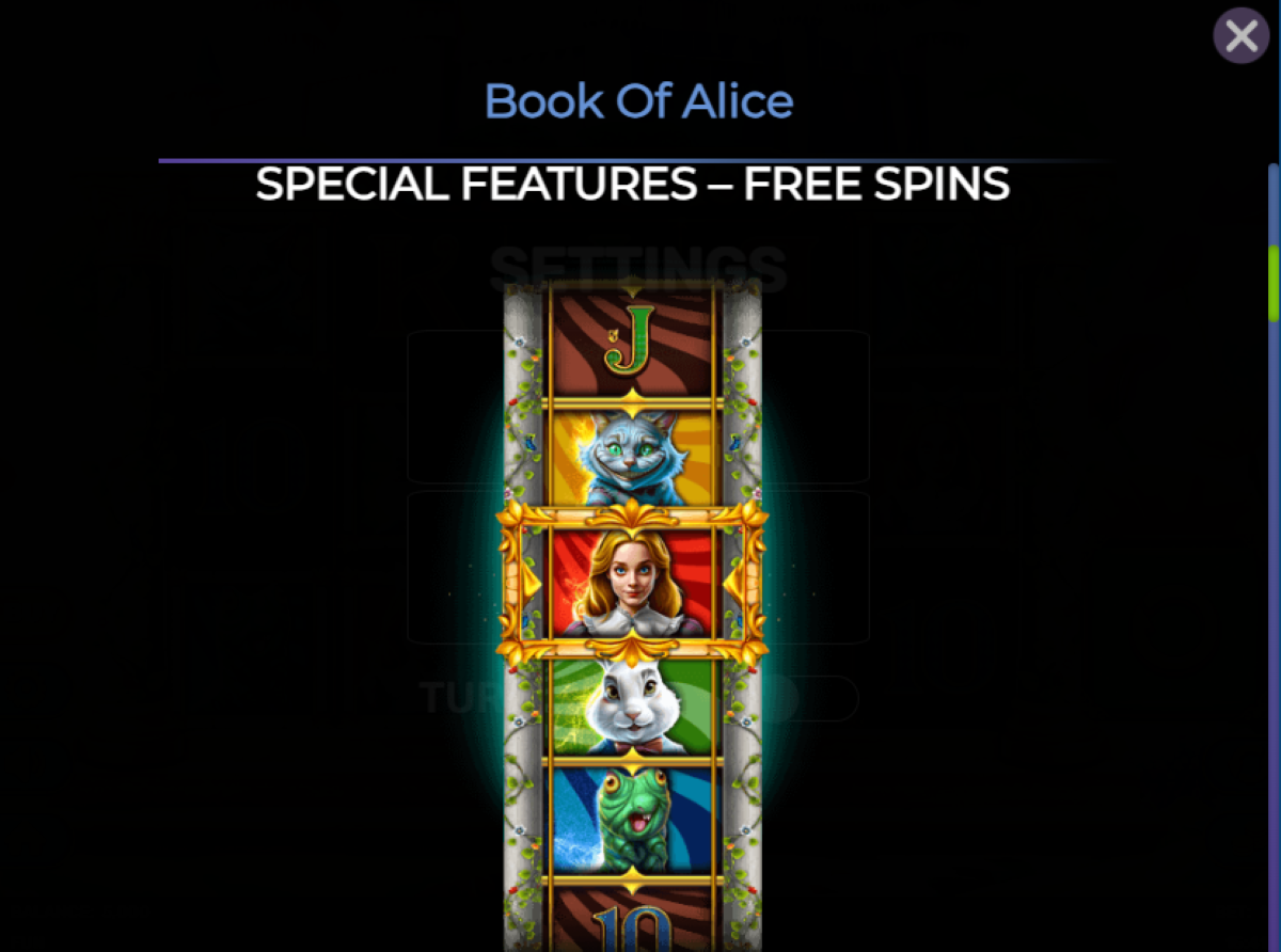 Book Of Alice slot free spins feature