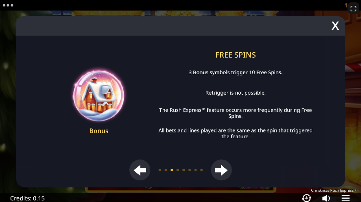 Christmas Rush Express free spins feature