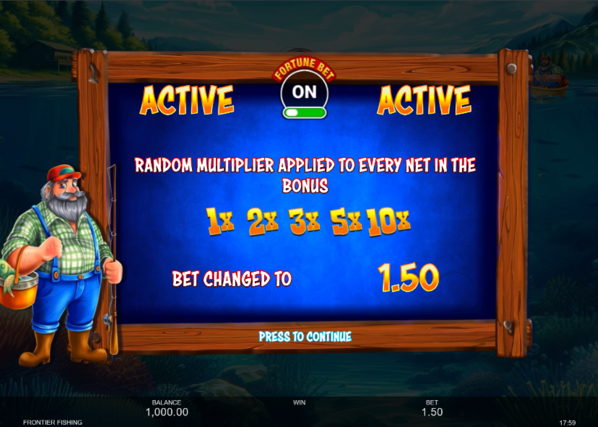 Frontier Fishing slot fortune bet feature