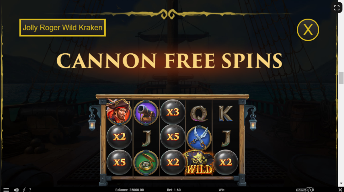 Jolly Roger Wild Kraken slot cannon free spins feature