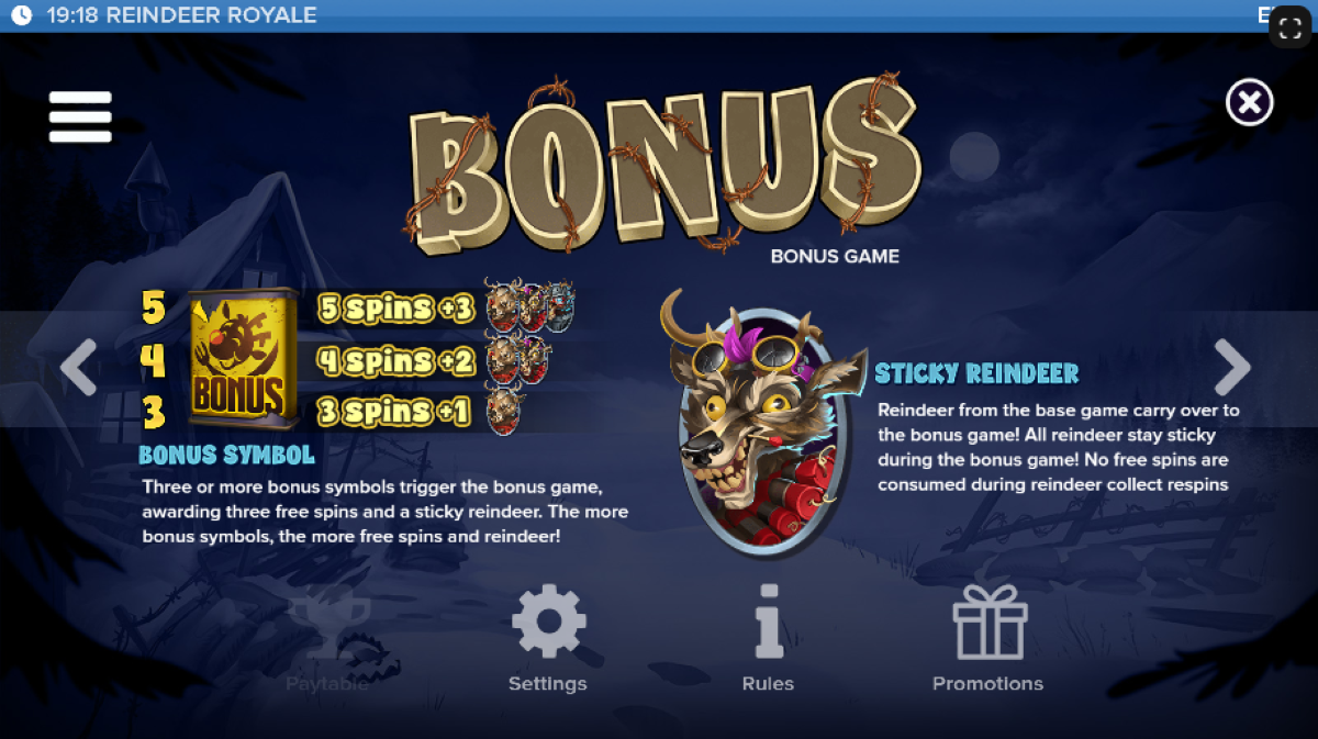 Reindeer Royale bonus game