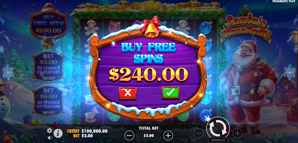 Santa's Xmas Rush slot buy free spins feature