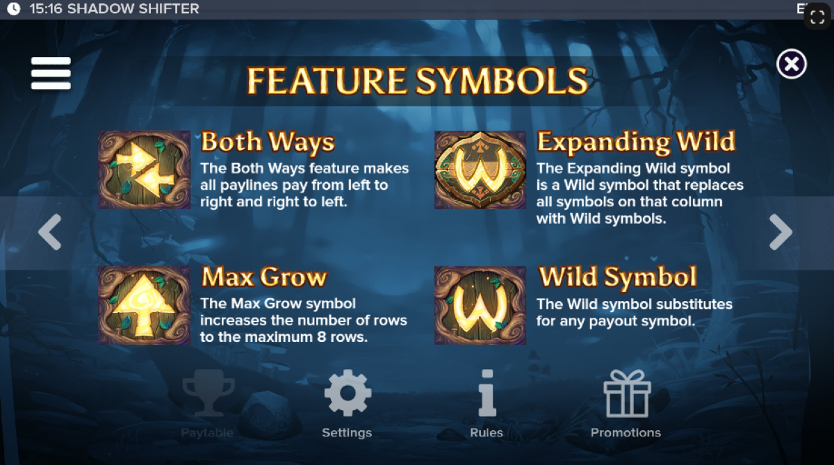 Shadow Shifter slot feature symbols