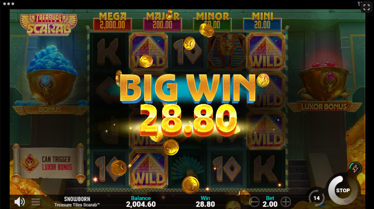 Treasure Tiles Scarab slot big win