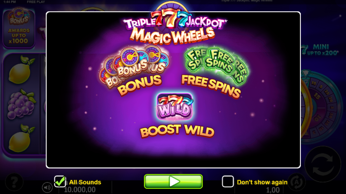 Tripple 777 Jackpot - Magic Wheels slot features