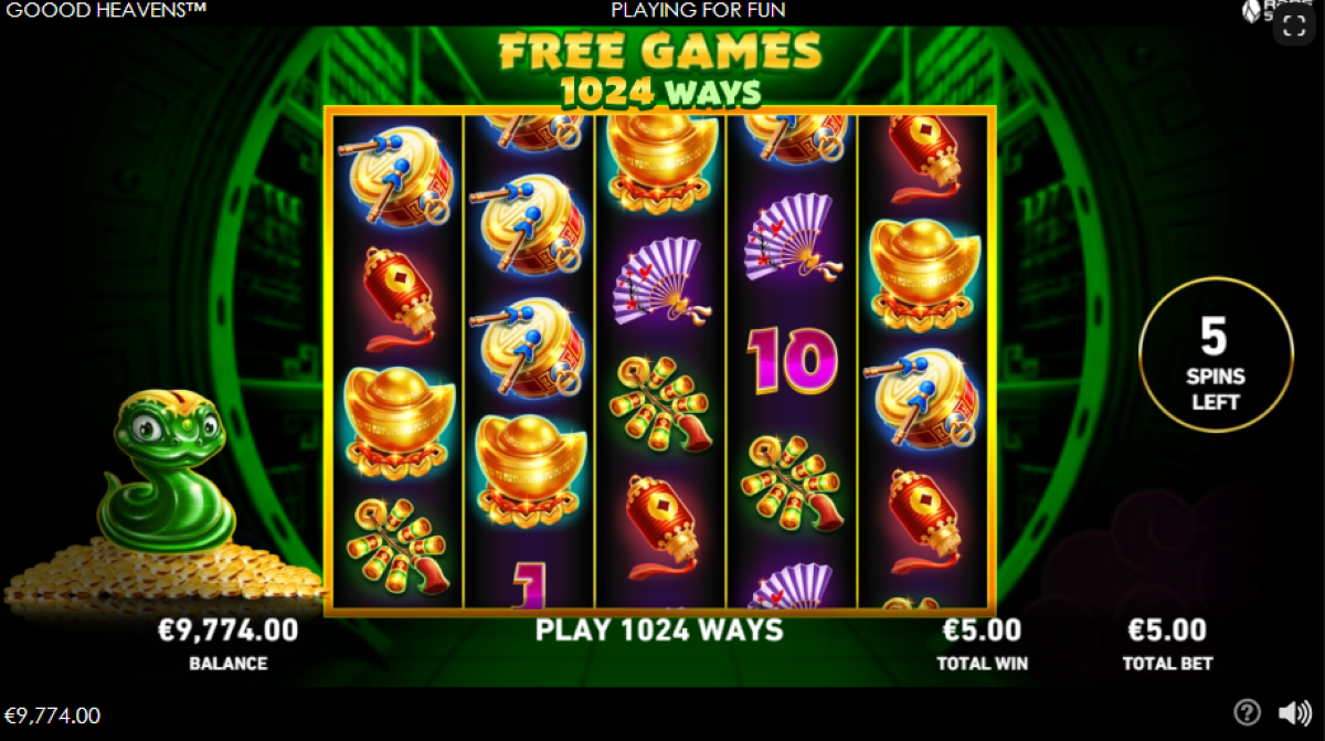 Goood Heavens slot green coin feature